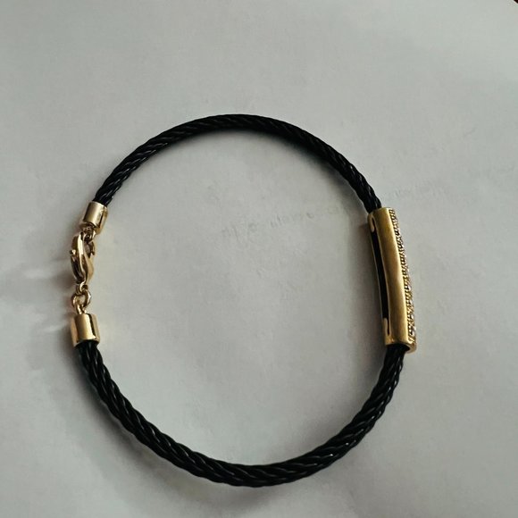 NWOT Guess Gold & Black Metal Mesh-Black Rhinestones Filled Bangle Bracelet $20 - Picture 2 of 3